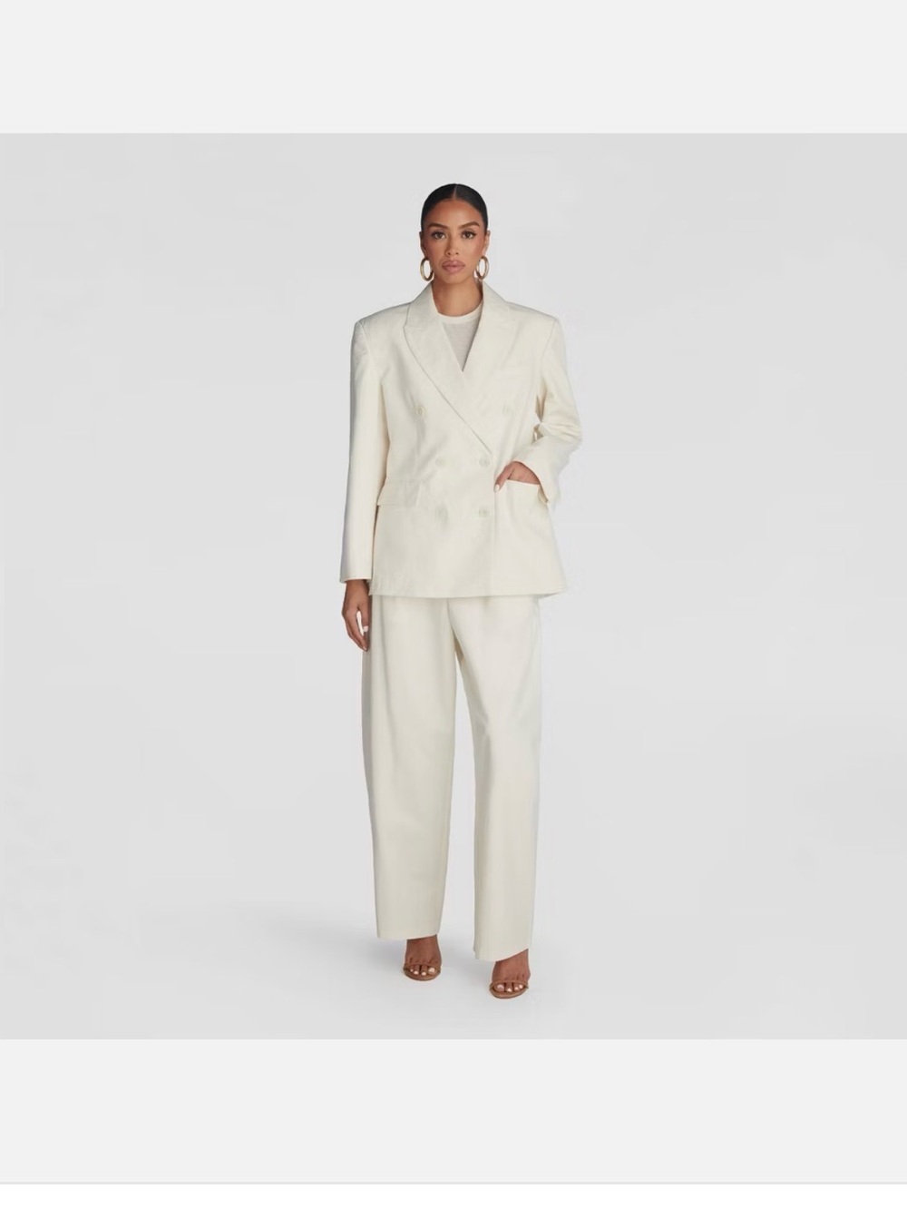 KBB by Kahlana Women's 'the David Blazer' Cotton Linen Blend cream blazer XL - Picture 3 of 11